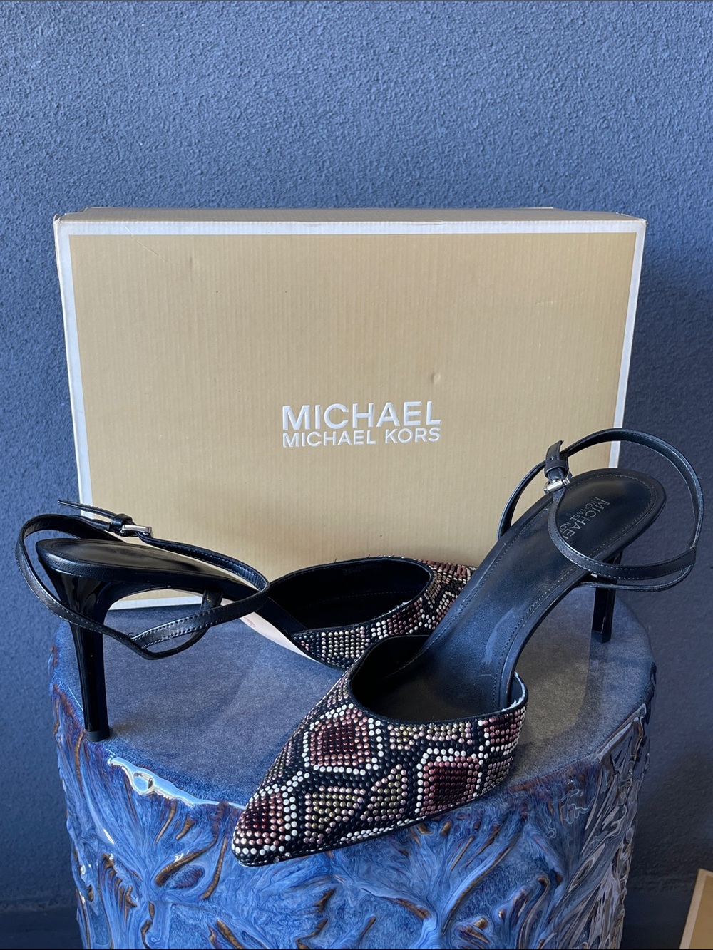 Michael Kors Ciara Slingback Pumps with Multicolor Beaded